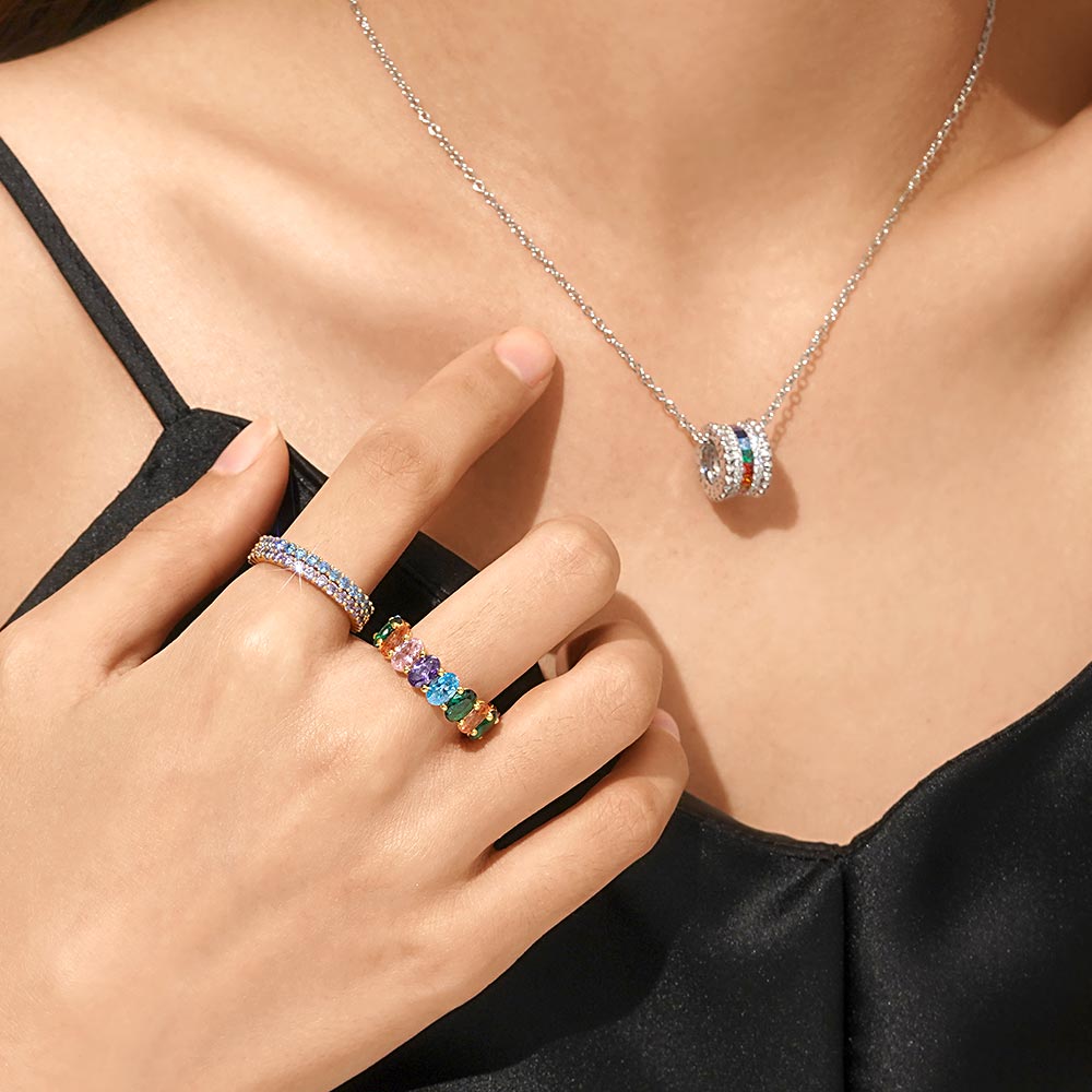 Rainbow Oval-cut Band Ring image number 5