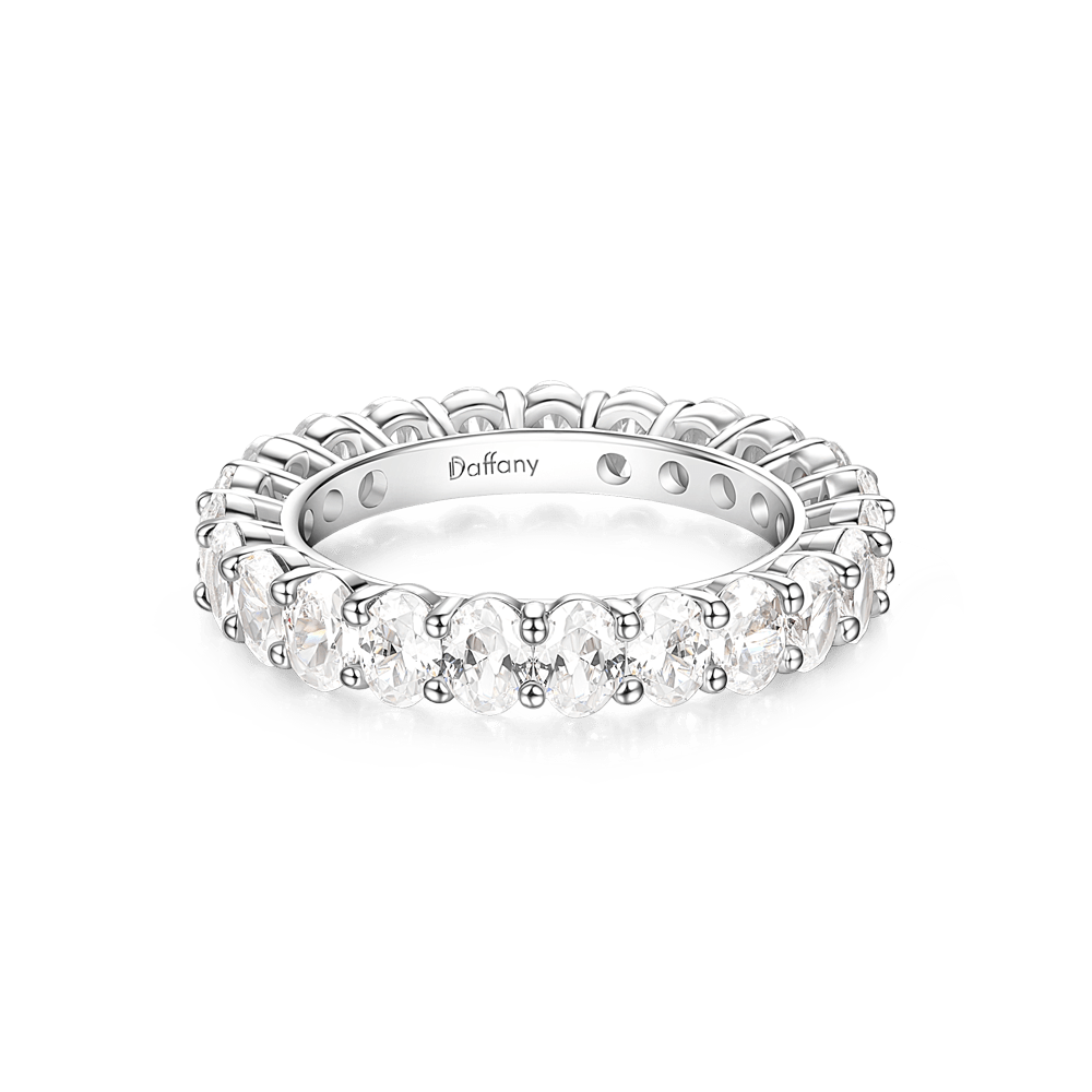 White Topaz Oval-cut Eternity Ring image number 0
