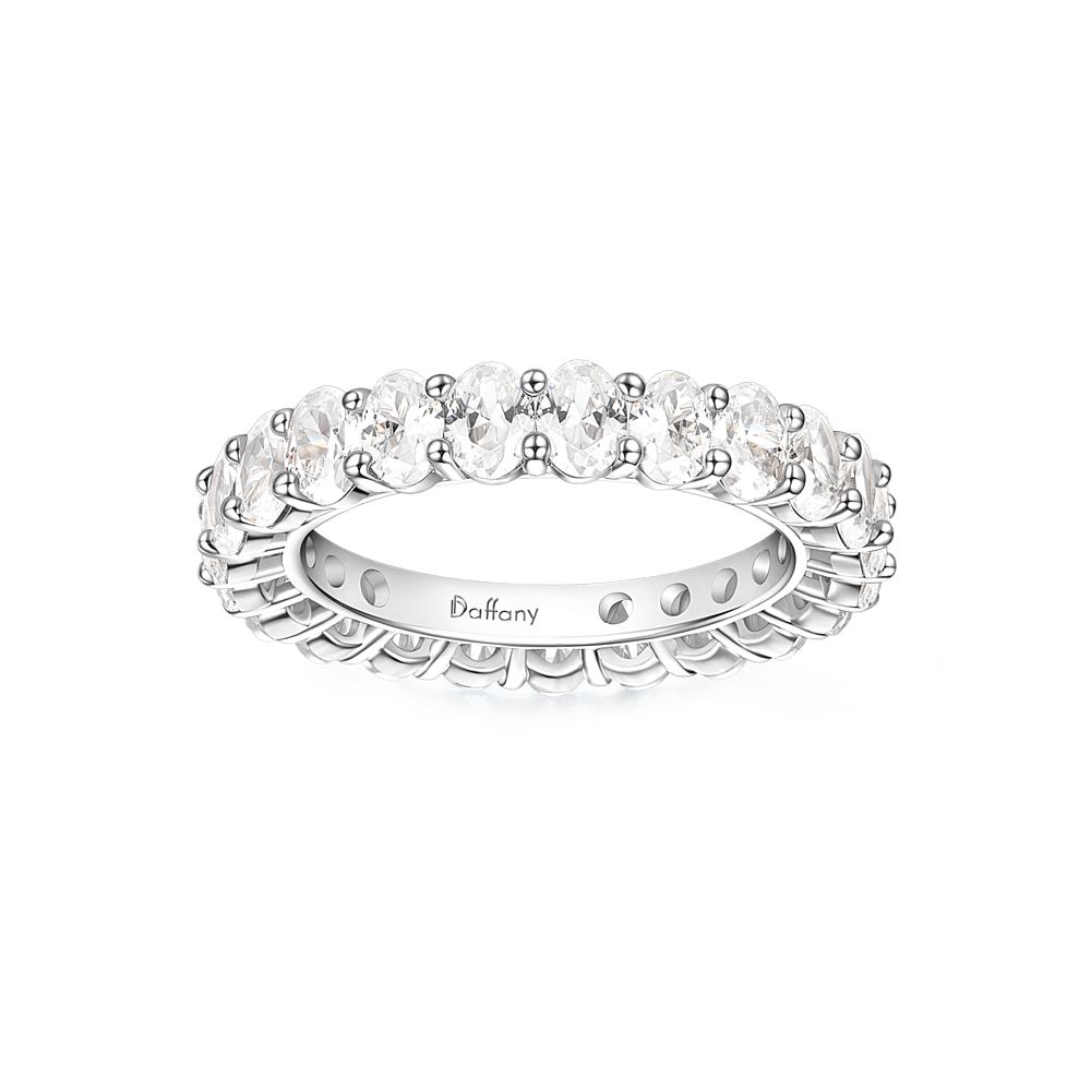 White Topaz Oval-cut Eternity Ring image number 2