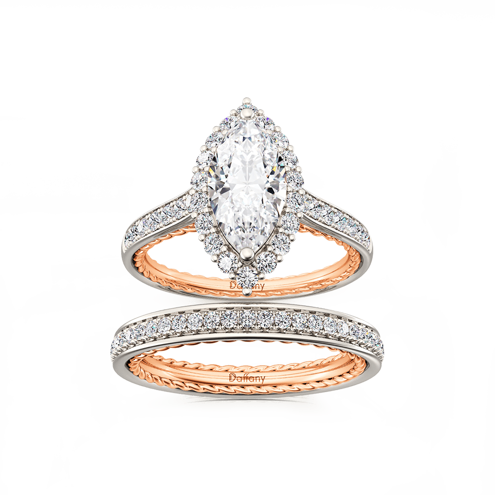 Marquise Stacked Channel Setting Ring Set image number 0