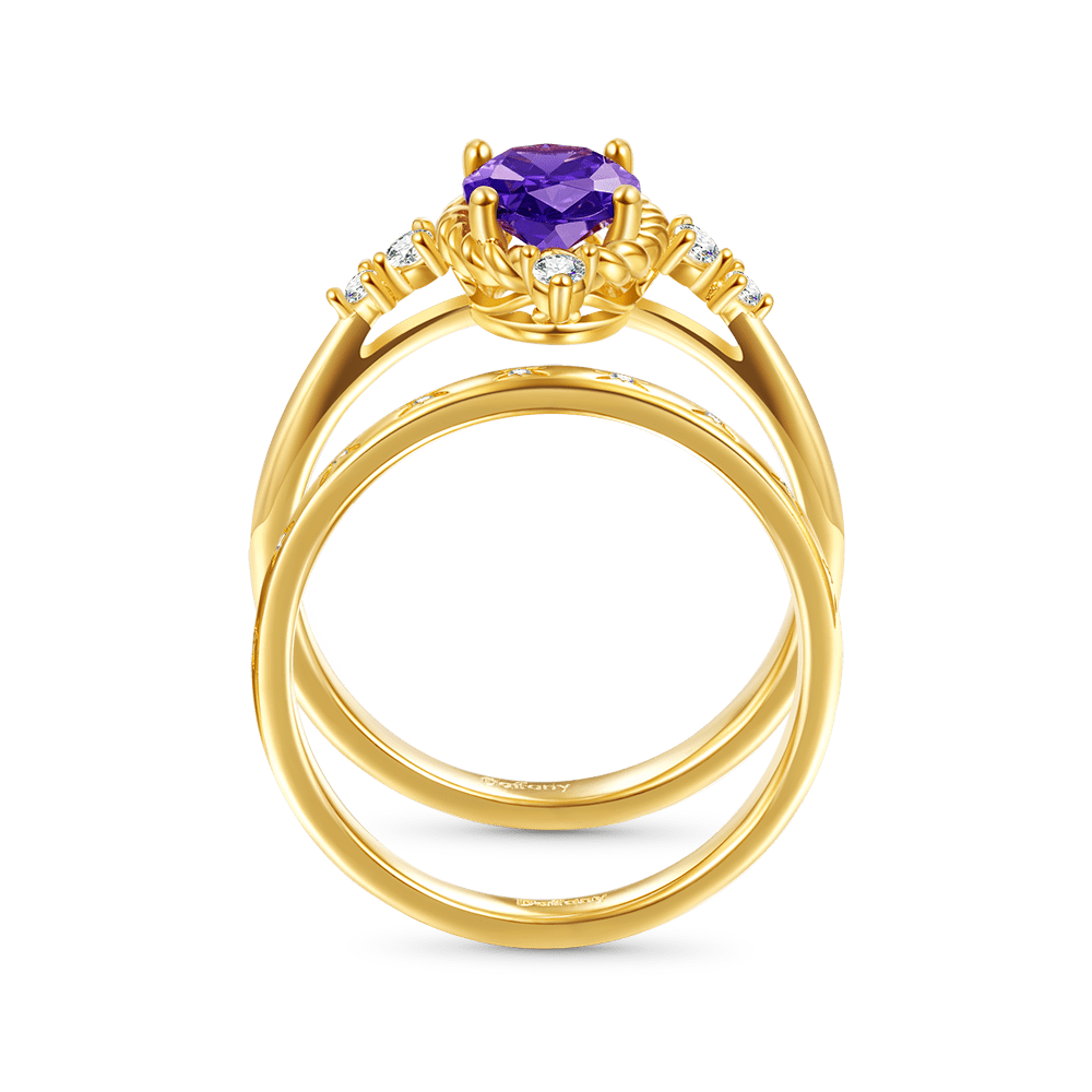 Oval Cut Amethyst Stacking Ring Set image number 2
