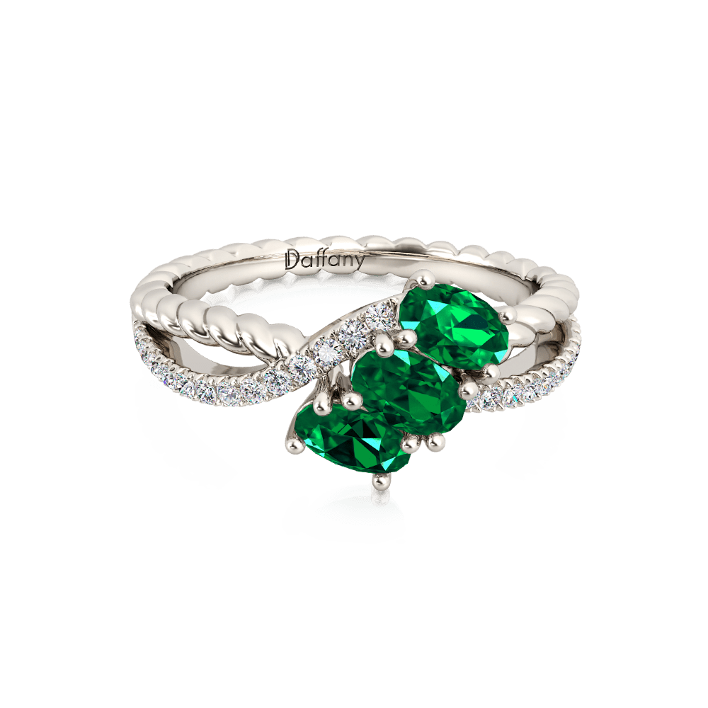 Oval Emerald Twisted Infinity Ring image number 1