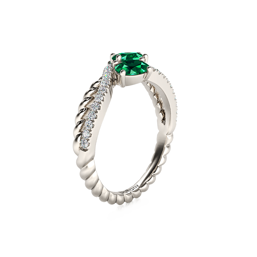 Oval Emerald Twisted Infinity Ring image number 2