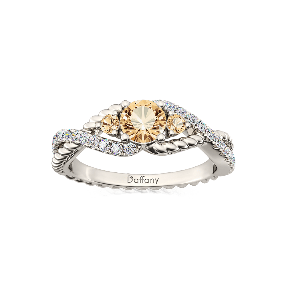Champagne Three Stone Twisted Ring image number 0