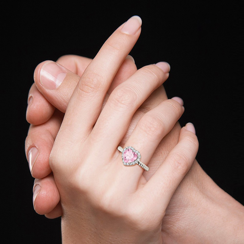 Pink Heart Twisted Rope Ring image number 5