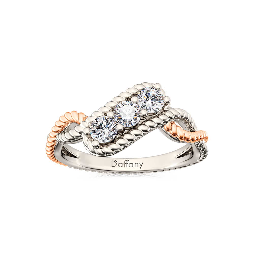 Three Stone Twisted Infinity Ring image number 0