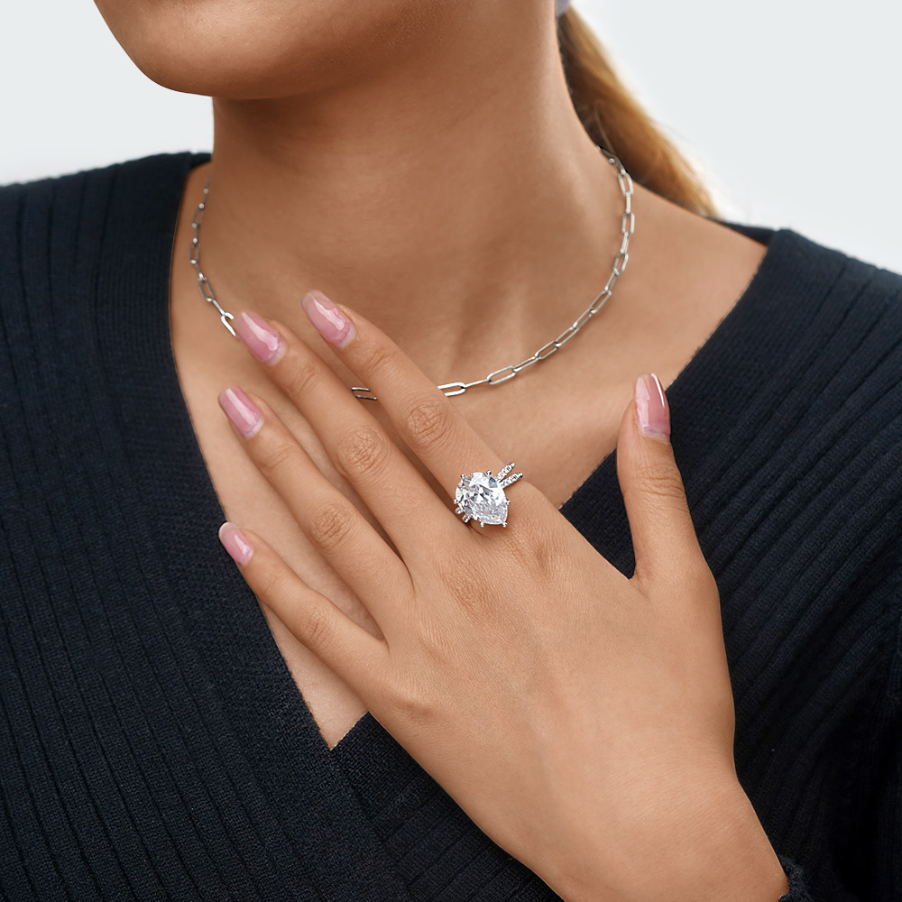 Pear Cut Split Shank Cocktail Ring image number 5