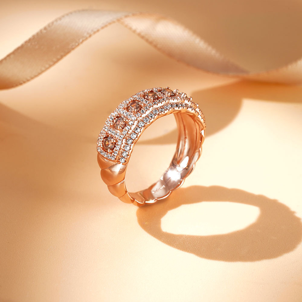 Round Brown Paving Band Ring image number 3