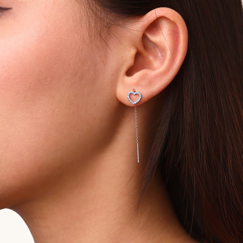 Open Heart Threaders Earrings image number 4