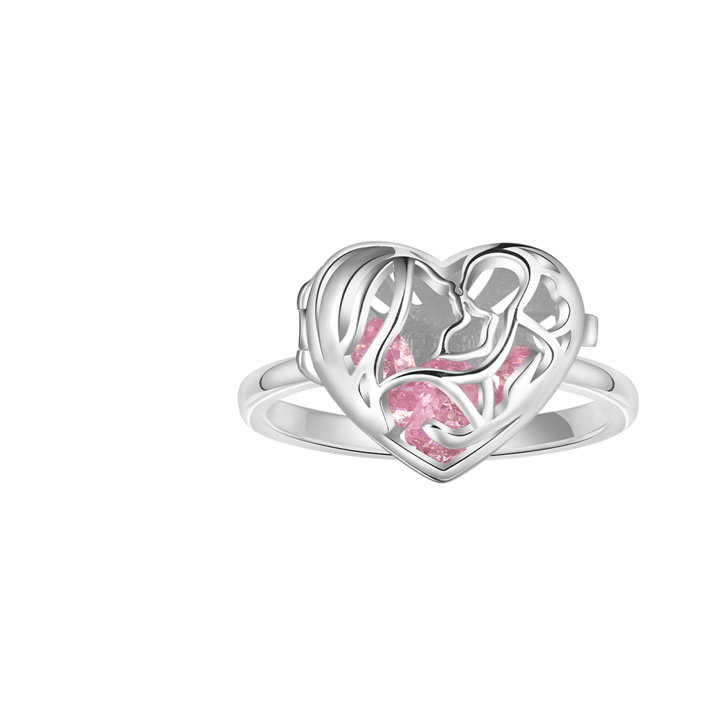 Openable Hollow Heart with Diamond Ring image number 0