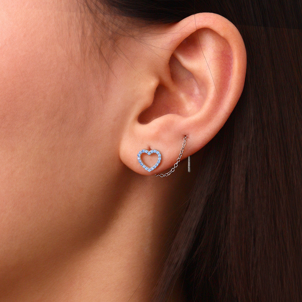 Open Heart Threaders Earrings image number 6