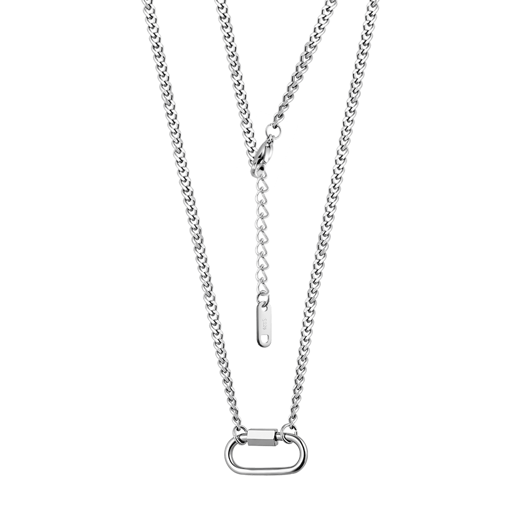 Oval Hoop Lock Chain Necklace image number 1