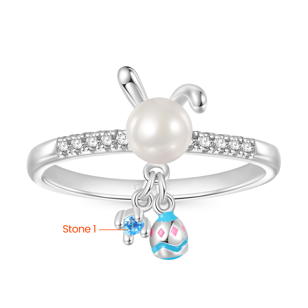 Easter Pearl Bunny Ear Ring image number 1