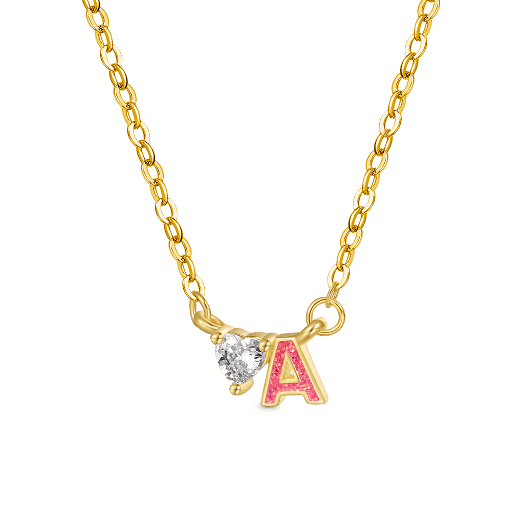 Initial A Birthstone Gold Necklace image number 0