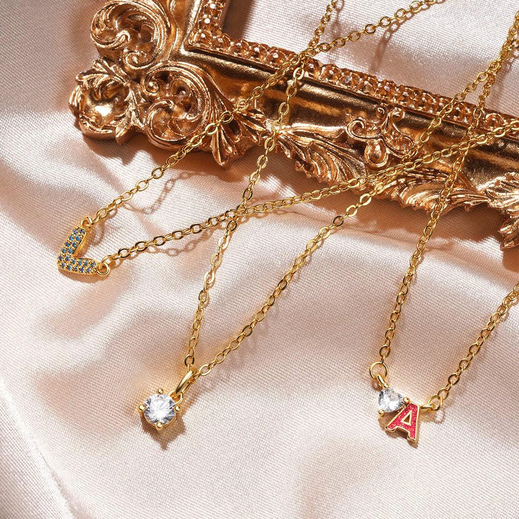 Initial A Birthstone Gold Necklace image number 4