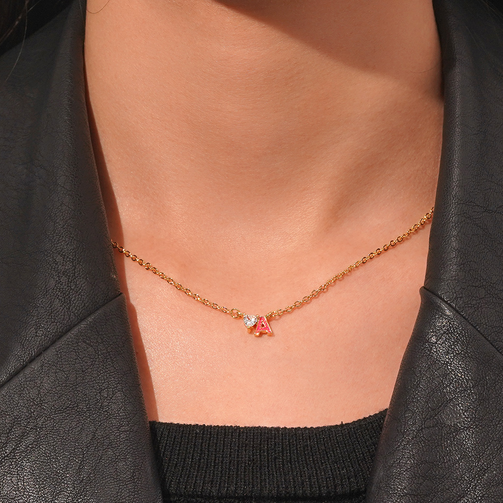 Initial A Birthstone Gold Necklace image number 6