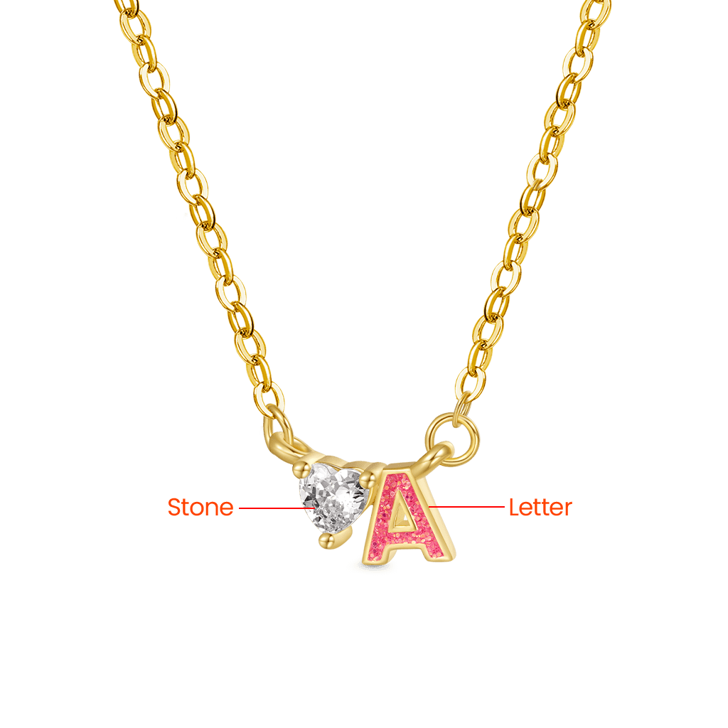 Initial A Birthstone Gold Necklace image number 2