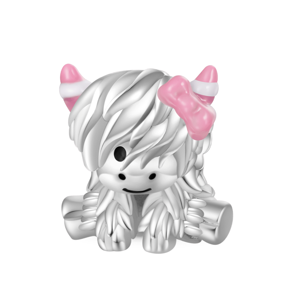 Pink Bow Highland Cow Charm image number 0
