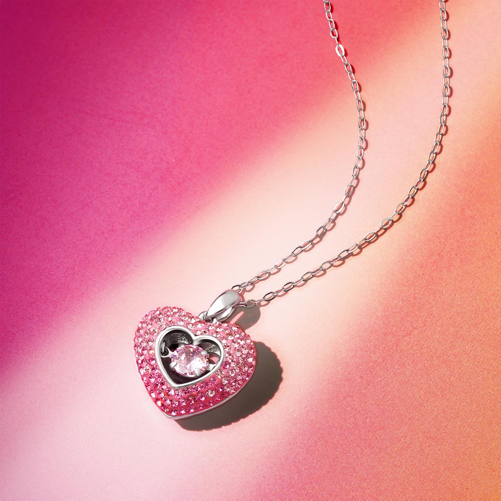 Sparkling Pavé Heart Dancing Necklace image number 4
