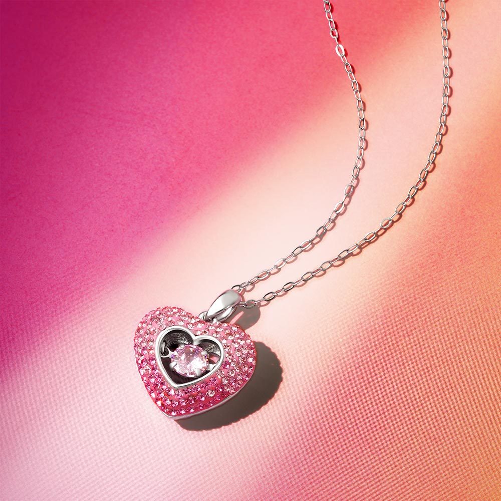Sparkling Pavé Heart Dancing Necklace image number 4