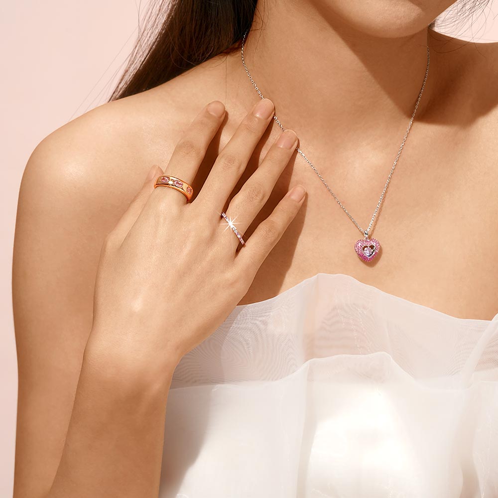 Sparkling Pavé Heart Dancing Necklace image number 6