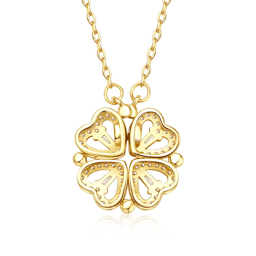 Gold Color Fourleaf Clover Necklace image number 1