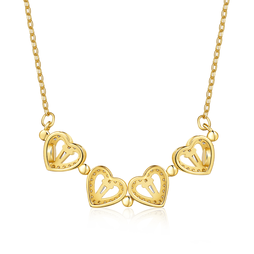 Gold Color Fourleaf Clover Necklace image number 3