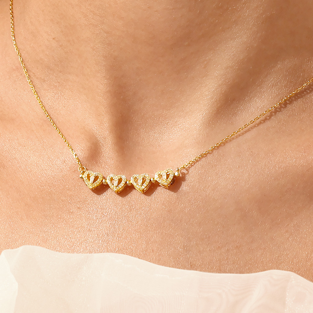 Gold Color Fourleaf Clover Necklace image number 6