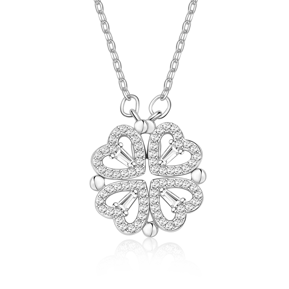 Silver Fourleaf Clover Necklace image number 0