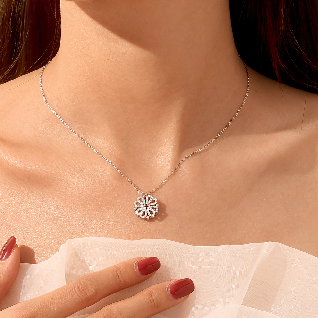 Silver Fourleaf Clover Necklace image number 5