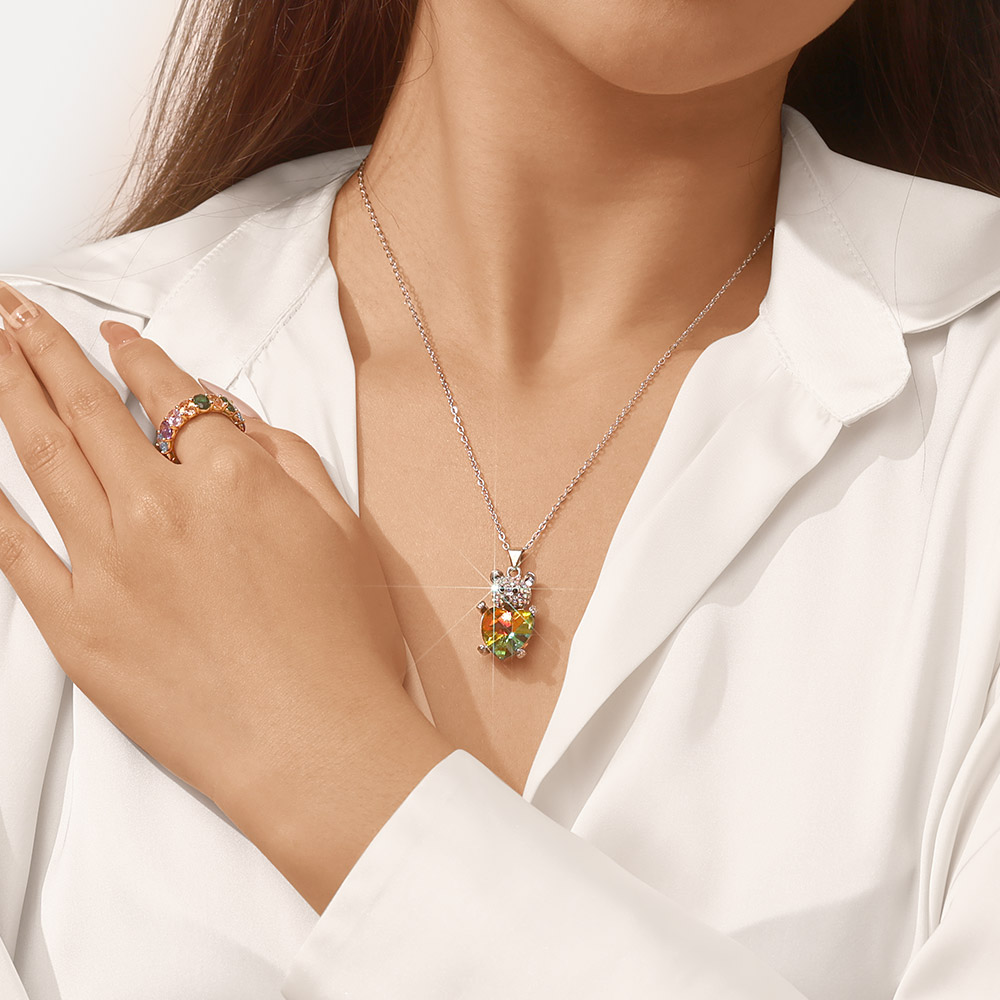 Bear Embrace Heart Necklace image number 5