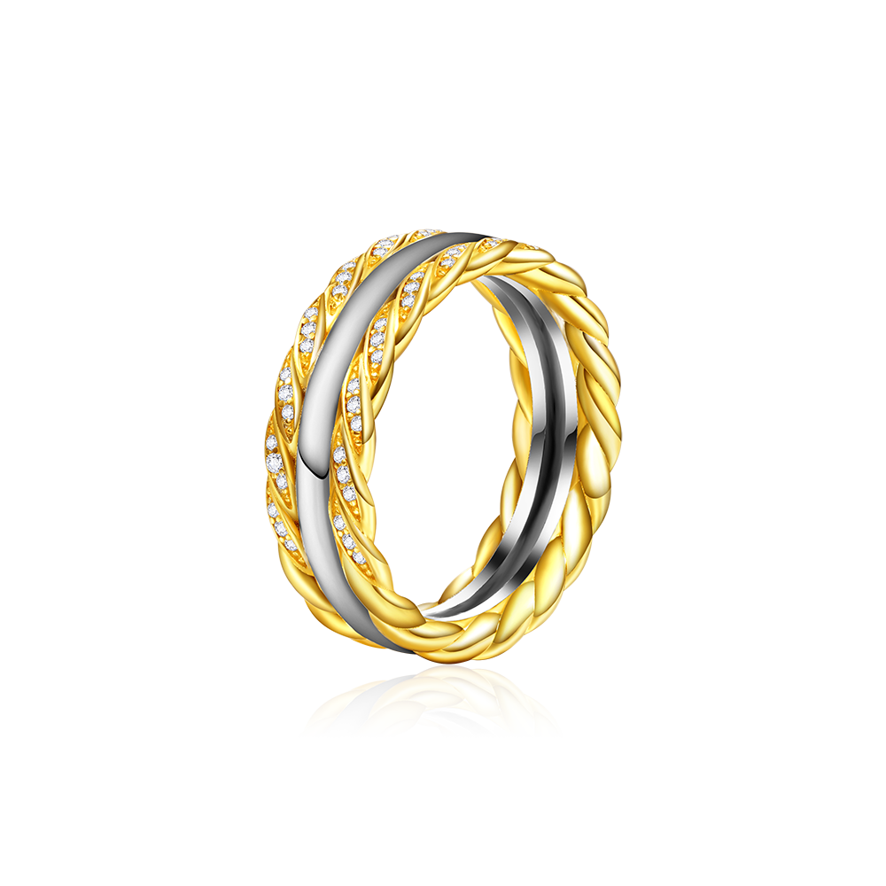 Two-tone Twisted Rope Wedding Band image number 1