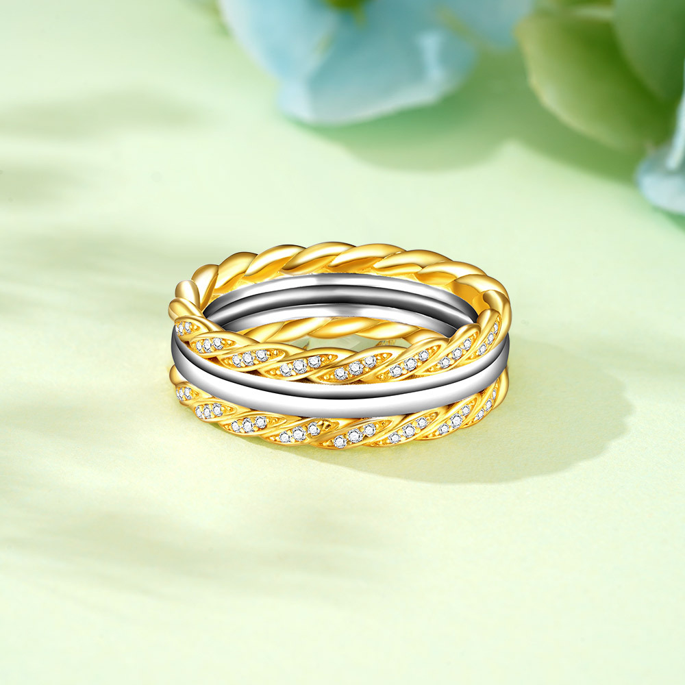 Two-tone Twisted Rope Wedding Band image number 3