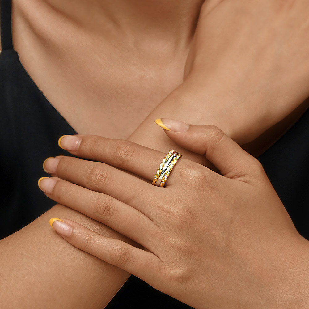 Two-tone Twisted Rope Wedding Band image number 4