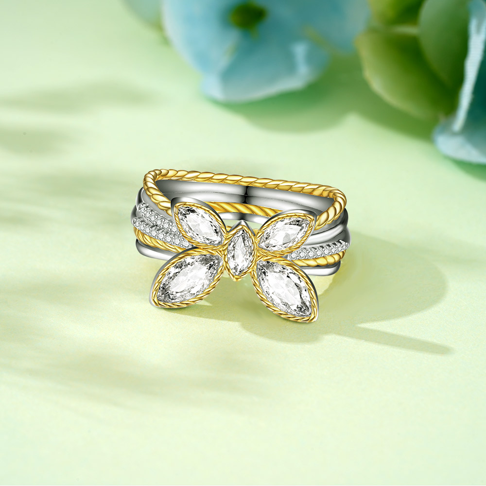 Marquise Butterfly Two-tone Ring image number 3