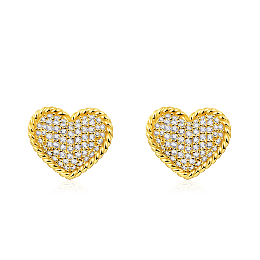 Paved Heart Twisted Rope Earrings image number 0