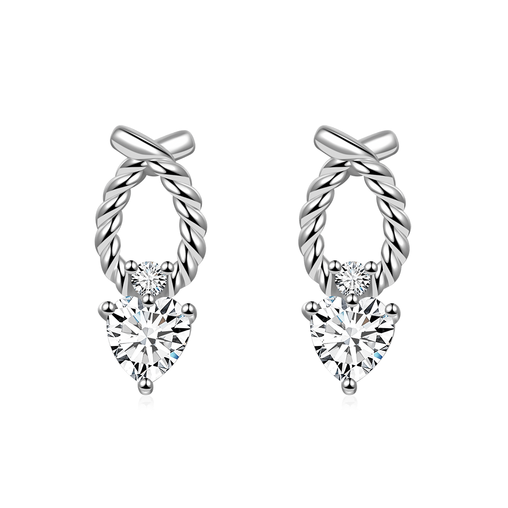 Heart Twisted Rope Stud Earrings image number 0