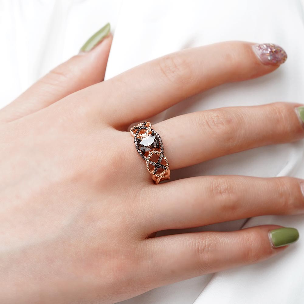 Twisted Infinity Coffee Sapphires Ring image number 5