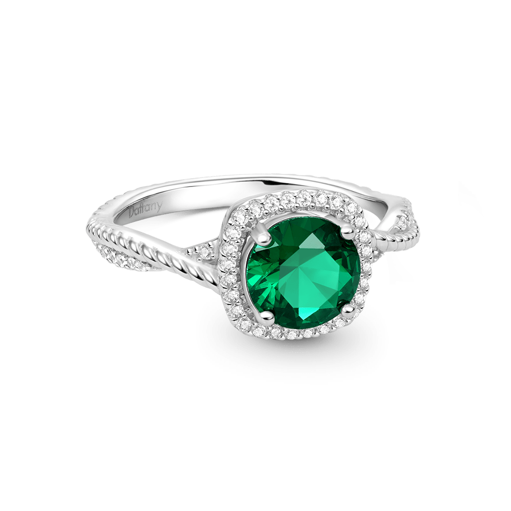 Round Cut Green Halo Split Shank Ring image number 0