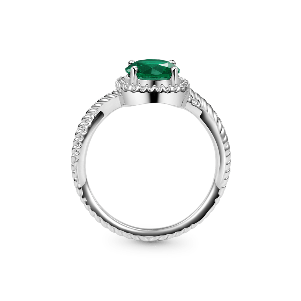 Round Cut Green Halo Split Shank Ring image number 1