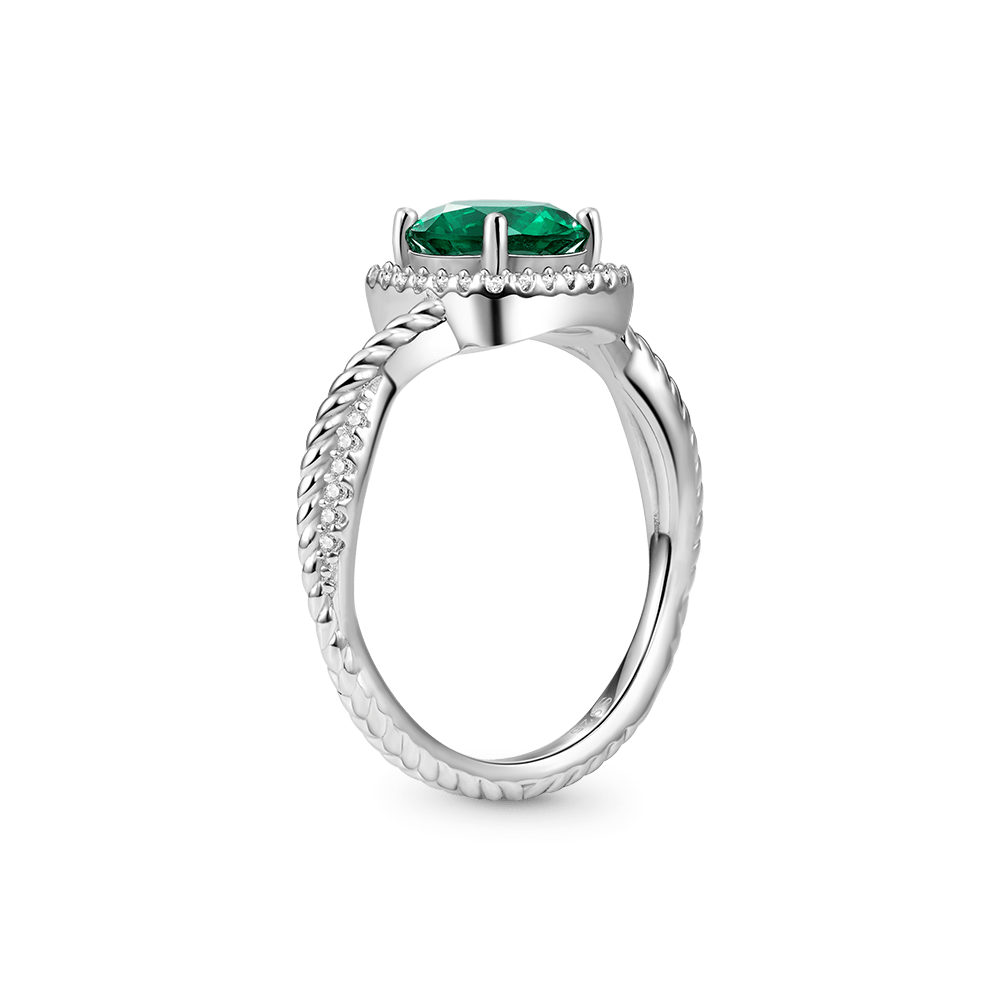 Round Cut Green Halo Split Shank Ring image number 2