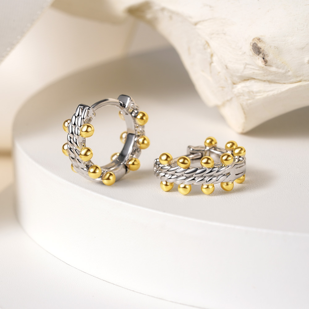 Double Twisted Rope Huggie Earrings image number 3