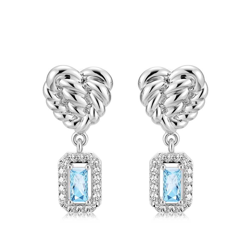 Twisted Heart & Emerald Drop Earrings image number 0