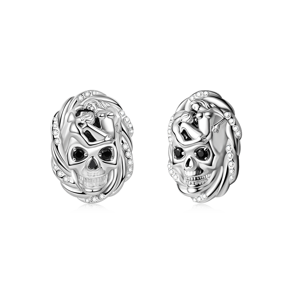 Cable Skull Stud Earrings image number 0