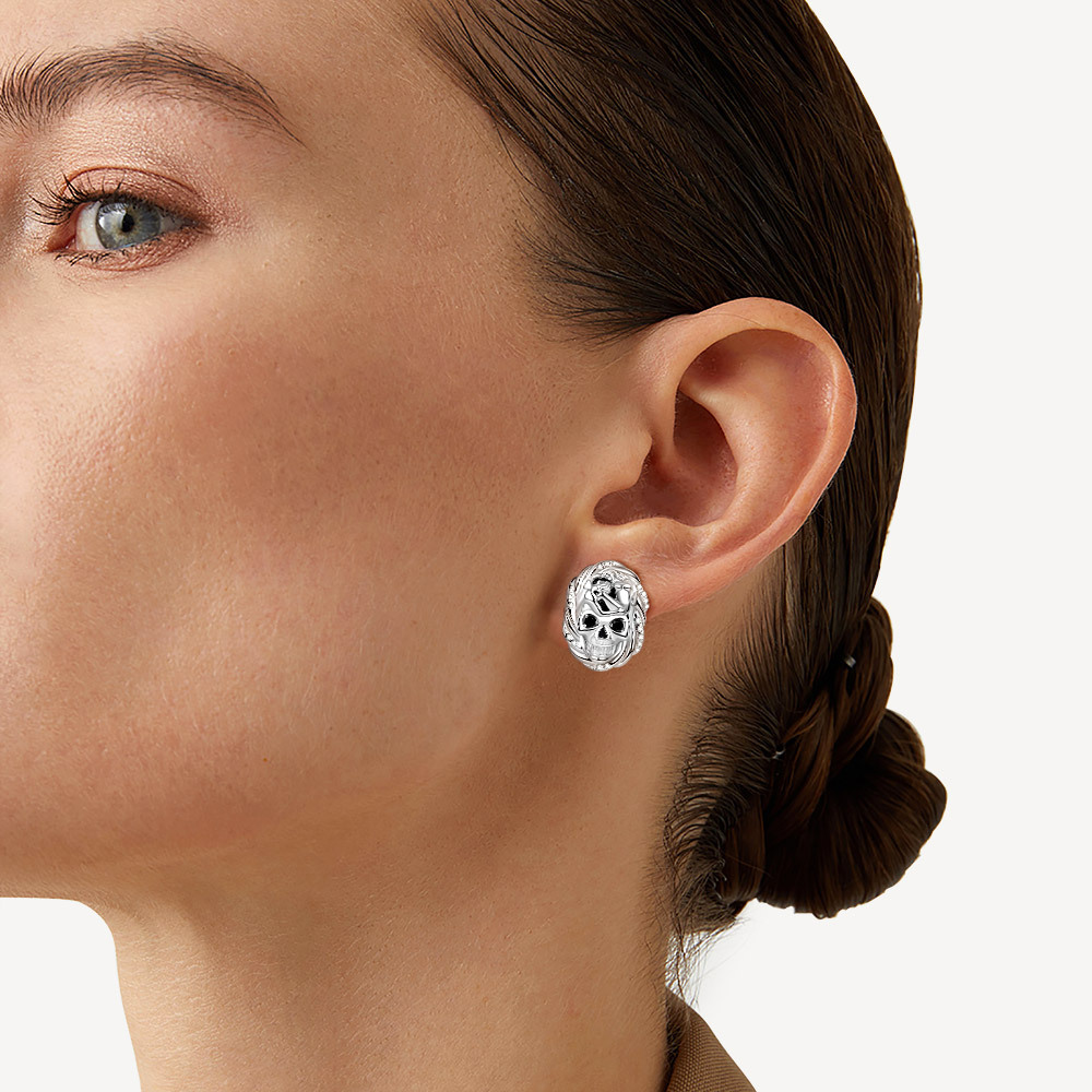 Cable Skull Stud Earrings image number 3