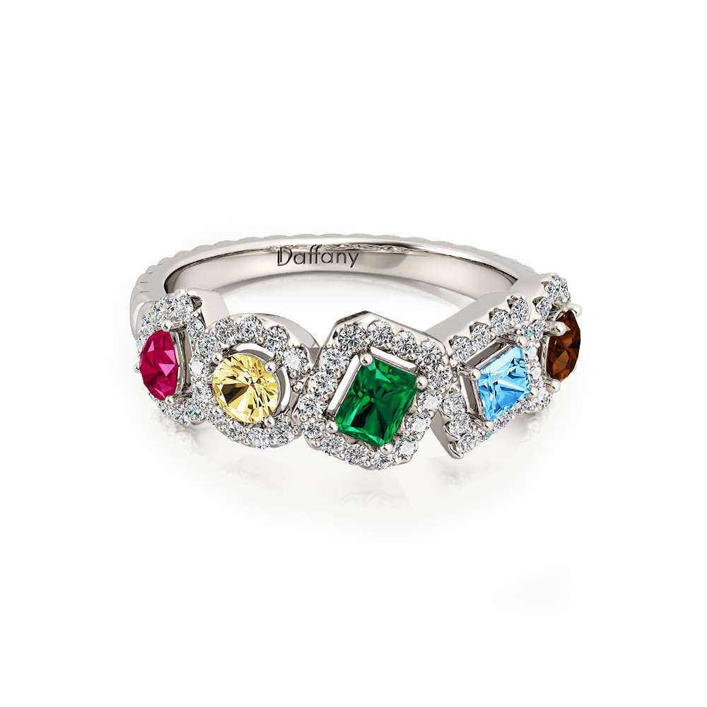 Mixed Shape Halo Twisted Rope Ring image number 0