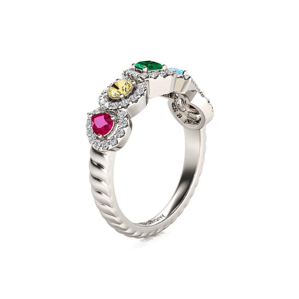 Mixed Shape Halo Twisted Rope Ring image number 2