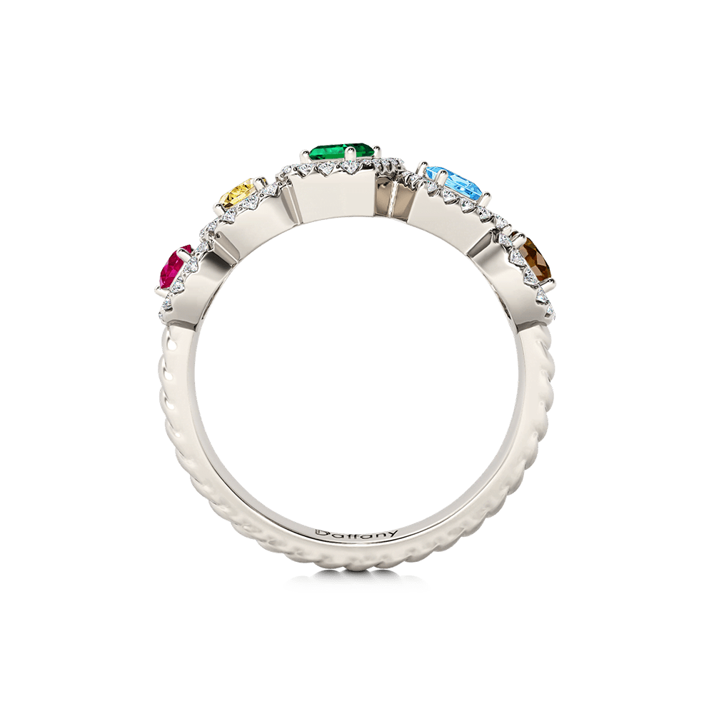 Mixed Shape Halo Twisted Rope Ring image number 3