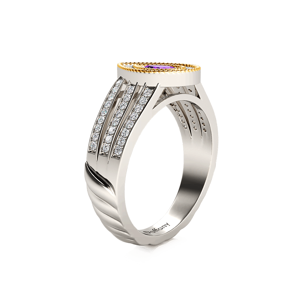 Amethyst Double Pear Halo Split Shank Ring image number 2