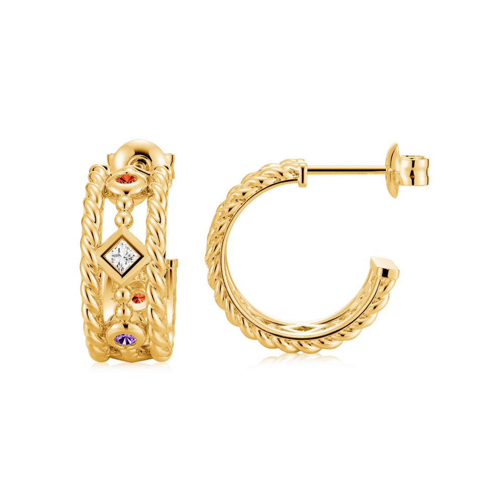 Twisted Rope Colorful Gems Earrings image number 0